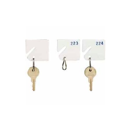 Global Equipment MMF Slotted Rack Key Tags with Snap-Hook 5313231BC06 - Numbered 141-160, White 5313231BC06